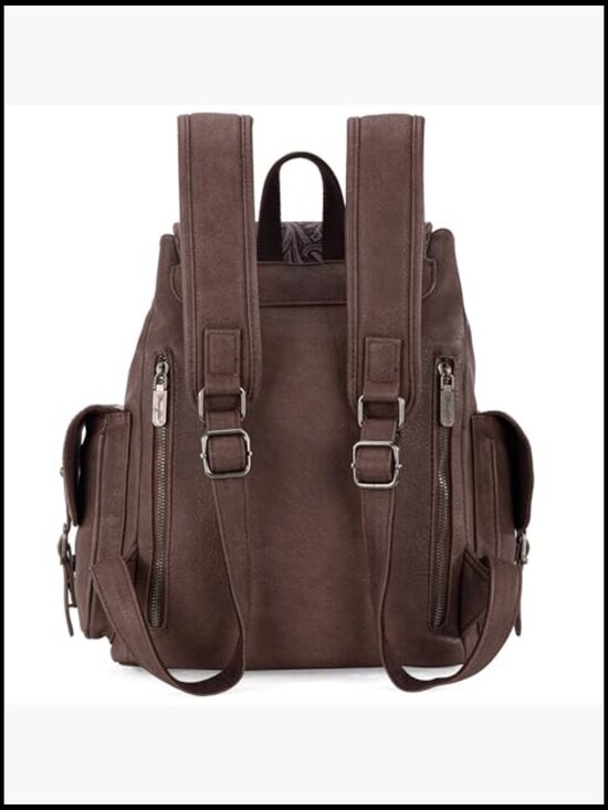 Floral Tooled Western Backpack Purse Travel Bag Adjustable Straps Spacious